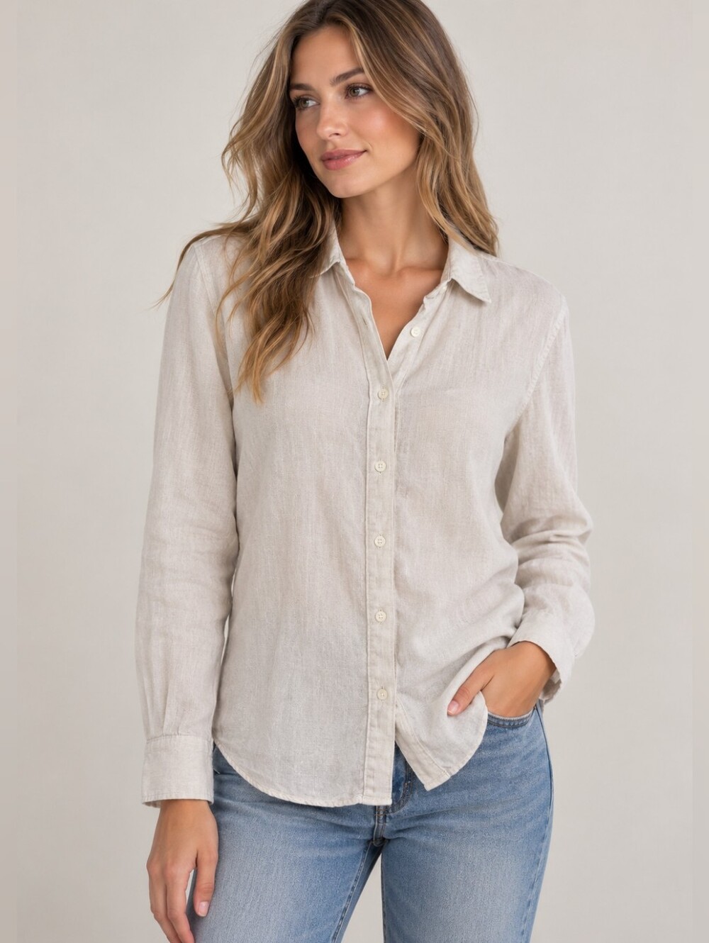 Lord & Taylor 100% Linen Button-Down Shirt